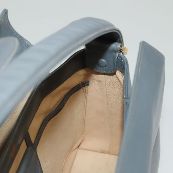 GUCCI Hand Bag Leather Gray Silver Auth mr1461