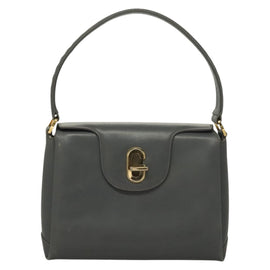 GUCCI Hand Bag Leather Gray Silver Auth mr1461 - 0