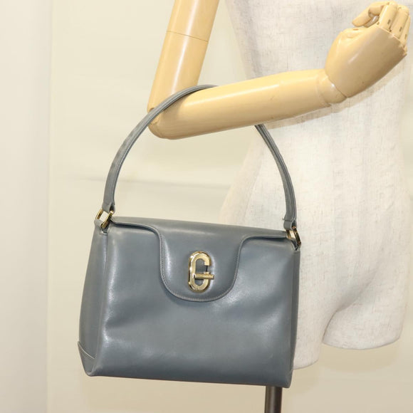 GUCCI Hand Bag Leather Gray Silver Auth mr1461