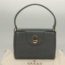 GUCCI Hand Bag Leather Gray Silver Auth mr1461-24