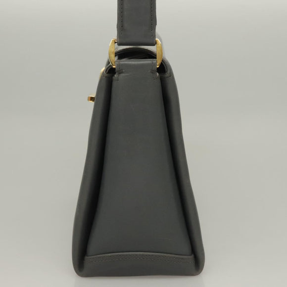 GUCCI Hand Bag Leather Gray Silver Auth mr1461