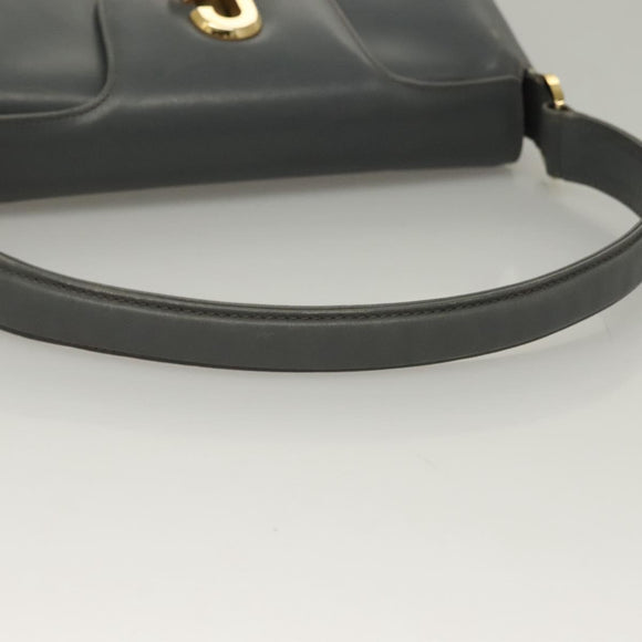 GUCCI Hand Bag Leather Gray Silver Auth mr1461