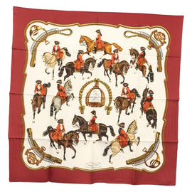 HERMES Carre 90 Scarf ""REPRISE"" Silk Red Auth mr1462