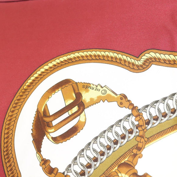 HERMES Carre 90 Scarf ""REPRISE"" Silk Red Auth mr1462
