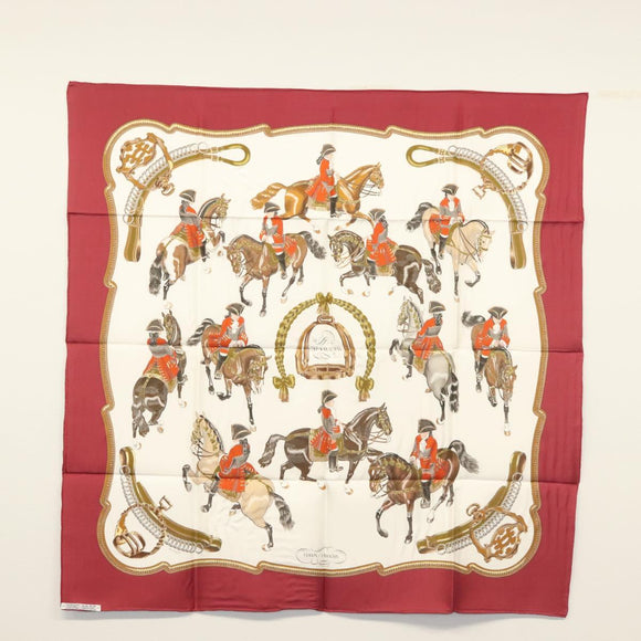 HERMES Carre 90 Scarf ""REPRISE"" Silk Red Auth mr1462