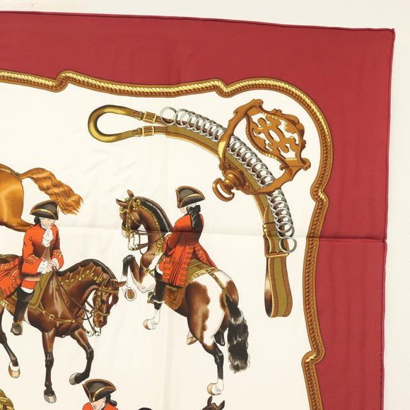 HERMES Carre 90 Scarf ""REPRISE"" Silk Red Auth mr1462