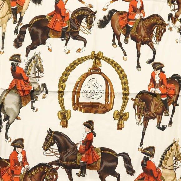 HERMES Carre 90 Scarf ""REPRISE"" Silk Red Auth mr1462