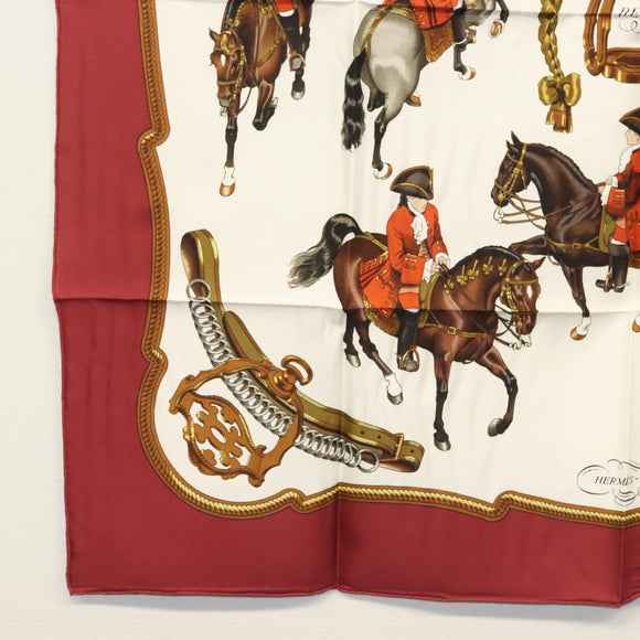 HERMES Carre 90 Scarf ""REPRISE"" Silk Red Auth mr1462