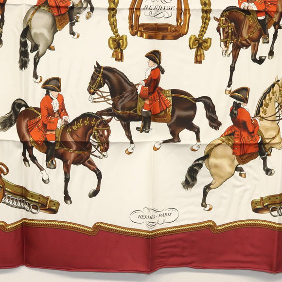 HERMES Carre 90 Scarf ""REPRISE"" Silk Red Auth mr1462