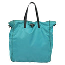 PRADA Tote Bag Nylon Blue Silver Auth mr1463-13