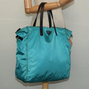 PRADA Tote Bag Nylon Blue Silver Auth mr1463-21