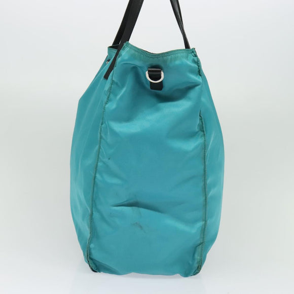 PRADA Tote Bag Nylon Blue Silver Auth mr1463