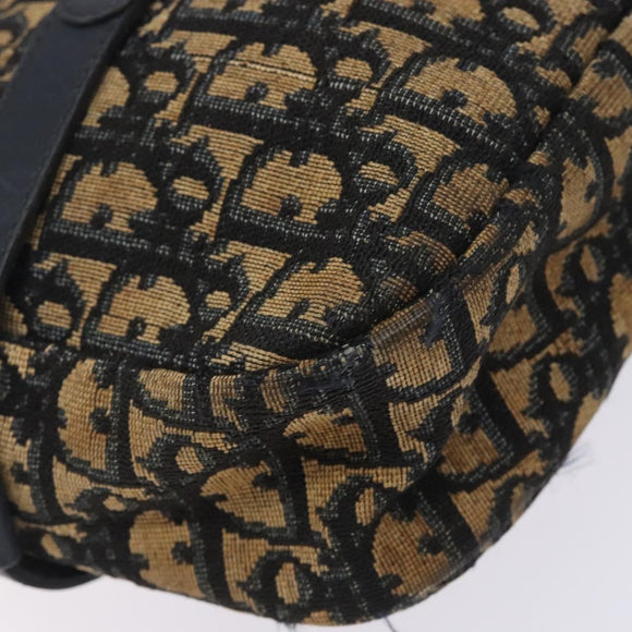 Christian Dior Trotter Canvas Shoulder Bag Navy Gold Auth mr1464