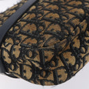 Christian Dior Trotter Canvas Shoulder Bag Navy Gold Auth mr1464-9