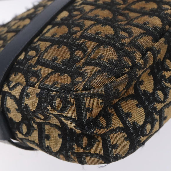 Christian Dior Trotter Canvas Shoulder Bag Navy Gold Auth mr1464