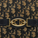 Christian Dior Trotter Canvas Shoulder Bag Navy Gold Auth mr1464-17