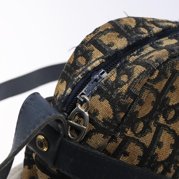 Christian Dior Trotter Canvas Shoulder Bag Navy Gold Auth mr1464