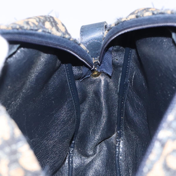 Christian Dior Trotter Canvas Shoulder Bag Navy Gold Auth mr1464