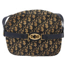 Christian Dior Trotter Canvas Shoulder Bag Navy Gold Auth mr1464-13