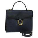 Christian Dior Trotter Canvas Hand Bag PVC Leather 2way Gold Navy Auth mr1465-1