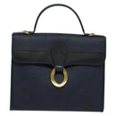 Christian Dior Trotter Canvas Hand Bag PVC Leather 2way Gold Navy Auth mr1465-13