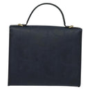Christian Dior Trotter Canvas Hand Bag PVC Leather 2way Gold Navy Auth mr1465-2
