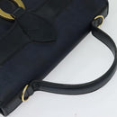Christian Dior Trotter Canvas Hand Bag PVC Leather 2way Gold Navy Auth mr1465-6
