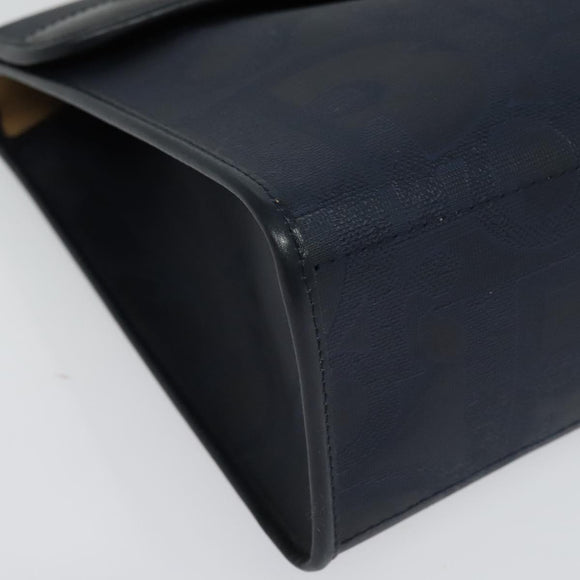 Christian Dior Trotter Canvas Hand Bag PVC Leather 2way Gold Navy Auth mr1465