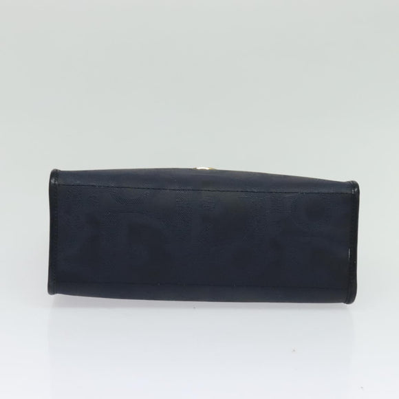 Christian Dior Trotter Canvas Hand Bag PVC Leather 2way Gold Navy Auth mr1465