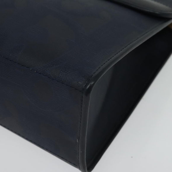 Christian Dior Trotter Canvas Hand Bag PVC Leather 2way Gold Navy Auth mr1465