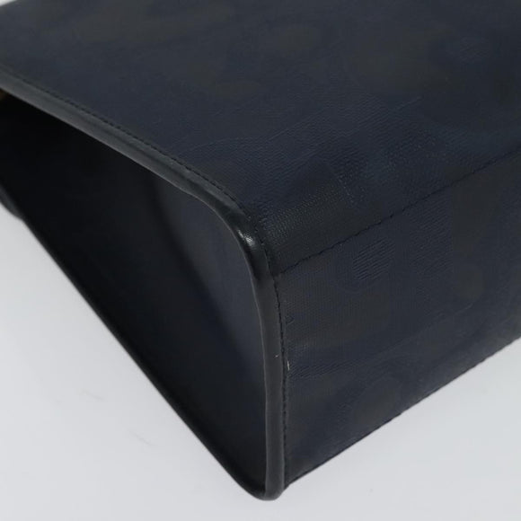 Christian Dior Trotter Canvas Hand Bag PVC Leather 2way Gold Navy Auth mr1465