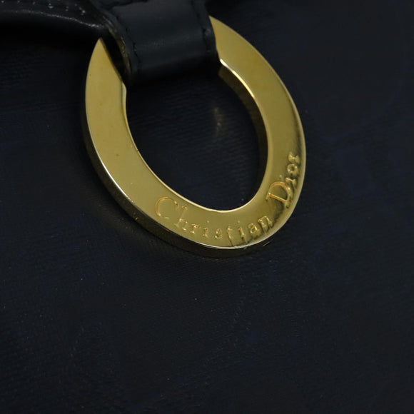 Christian Dior Trotter Canvas Hand Bag PVC Leather 2way Gold Navy Auth mr1465