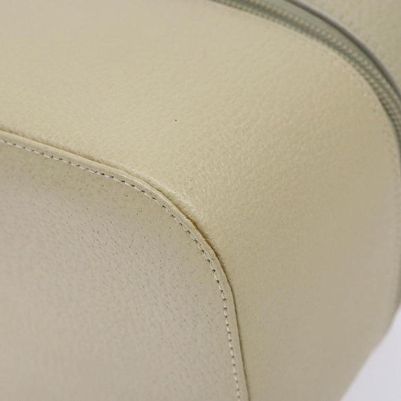 GUCCI Vanity Pouch Leather Beige Silver 039 2020 0710 Auth mr1466