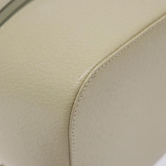 GUCCI Vanity Pouch Leather Beige Silver 039 2020 0710 Auth mr1466