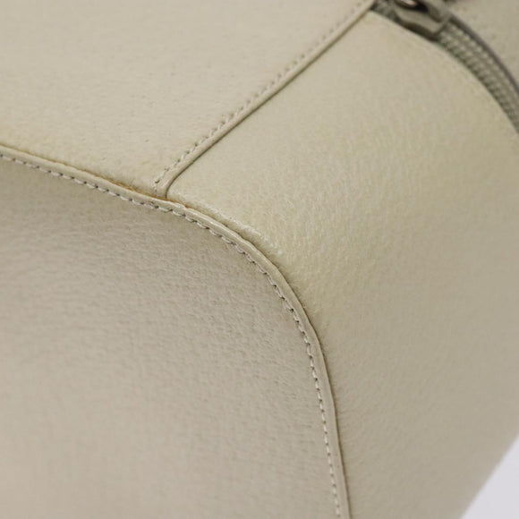 GUCCI Vanity Pouch Leather Beige Silver 039 2020 0710 Auth mr1466