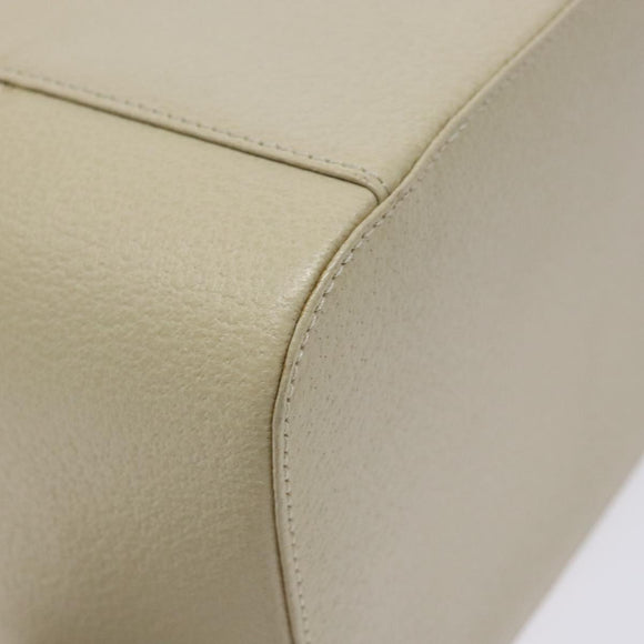 GUCCI Vanity Pouch Leather Beige Silver 039 2020 0710 Auth mr1466