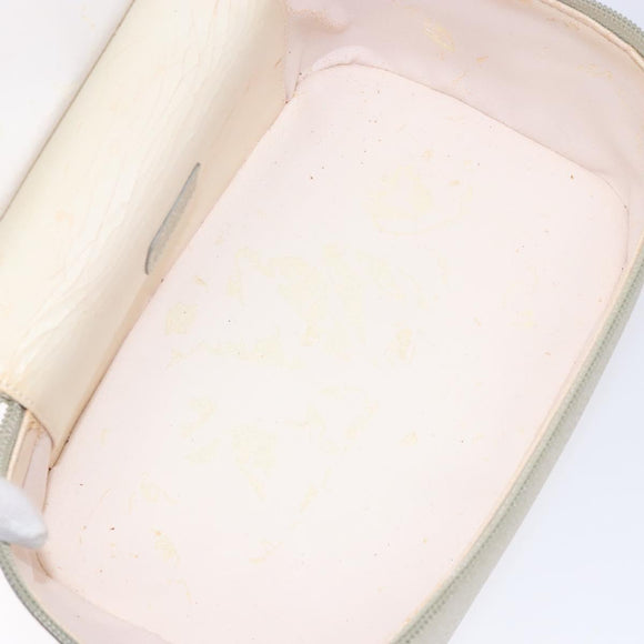 GUCCI Vanity Pouch Leather Beige Silver 039 2020 0710 Auth mr1466