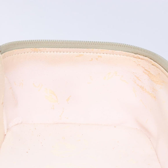 GUCCI Vanity Pouch Leather Beige Silver 039 2020 0710 Auth mr1466