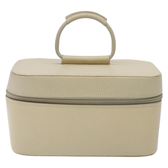 GUCCI Vanity Pouch Leather Beige Silver 039 2020 0710 Auth mr1466
