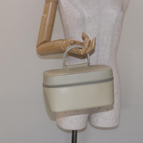 GUCCI Vanity Pouch Leather Beige Silver 039 2020 0710 Auth mr1466