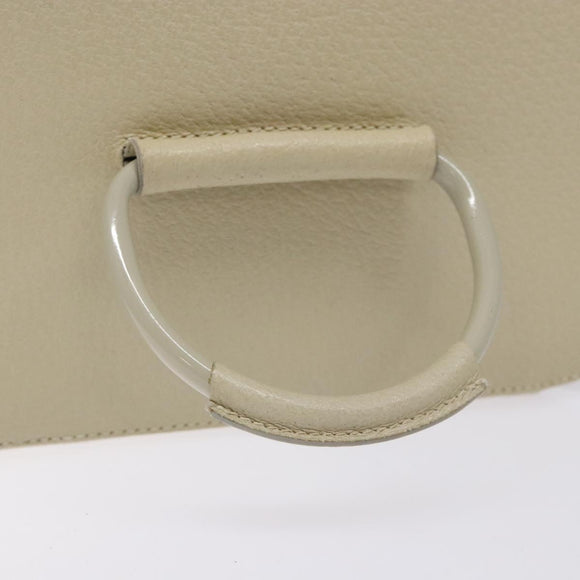 GUCCI Vanity Pouch Leather Beige Silver 039 2020 0710 Auth mr1466