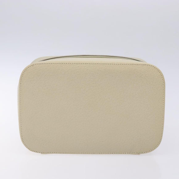 GUCCI Vanity Pouch Leather Beige Silver 039 2020 0710 Auth mr1466