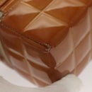 CHANEL Choco Bar Cube Pouch Patent leather Brown Silver CC Auth mr1474-16
