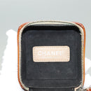 CHANEL Choco Bar Cube Pouch Patent leather Brown Silver CC Auth mr1474-10