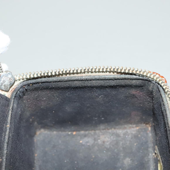 CHANEL Choco Bar Cube Pouch Patent leather Brown Silver CC Auth mr1474