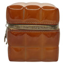 CHANEL Choco Bar Cube Pouch Patent leather Brown Silver CC Auth mr1474-13