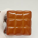 CHANEL Choco Bar Cube Pouch Patent leather Brown Silver CC Auth mr1474-6