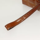 CHANEL Choco Bar Cube Pouch Patent leather Brown Silver CC Auth mr1474-7