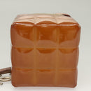 CHANEL Choco Bar Cube Pouch Patent leather Brown Silver CC Auth mr1474-5