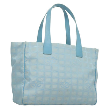 CHANEL New Travel Line Hand Bag Nylon Light Blue CC Auth mr1475